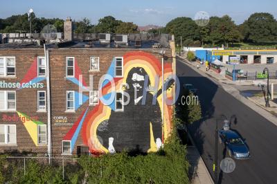 Mural Honors Singer Sixto Rodriguez - Aerial Photography