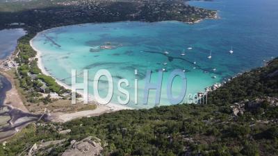 Aerial View On Santa Giulia Bay In Corsica, France - Video Drone Footage