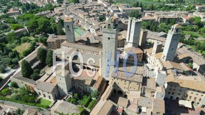 Aerial Beautiful View Of San Gimignano Town In Toscana Italy With Summer Vibes - Video Drone Footage