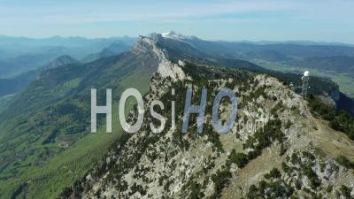 The Moucherotte Peak Of Vercors Range And Radar Antenna, France, Drone Point Of View