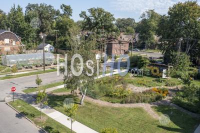 Garden In Detroit's Morningside Neighborhood - Aerial Photography