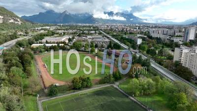 Aerial View Of Louis Maisonnat Sports Complex - Video Drone Footage