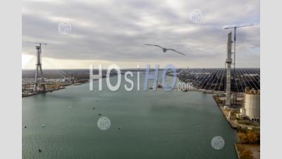 Construction Of Gordie Howe International Bridge - Aerial Photography