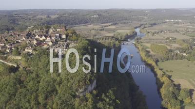 Flyover Domme - View Of Domme And The Dordogne River - Video Drone Footage