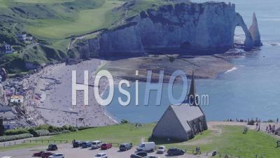 Chapel And Cliffs Of Etretat - Video Drone Footage