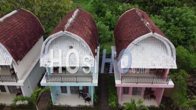 Aerial Shot Of A Tropical Resort Accommodations - Video Drone Footage