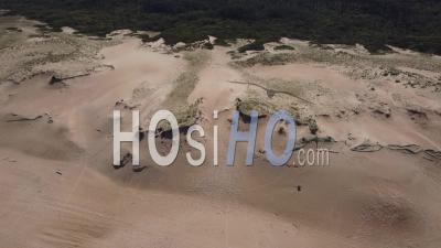 Aerial Shot Of Dune And Forest In France - Video Drone Footage