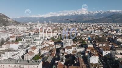 Grenoble City And Its Mountains, Isere, France - Photo Drone 