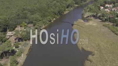 Drone View Of Mimizan Plage, The River Courant De Mimizan
