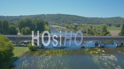 Fly Over St Cyprien River In Dordogne, Video Drone Footage