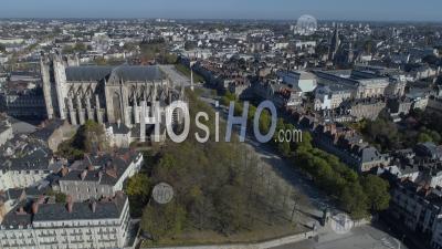 The Cathedral Saint-Pierre Saint-Paul In Nantes City, At Day19 Of Covid-19 Outbreak, France - Photo Drone 