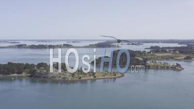 Drone View Of Arzon, Mare Island, Hent Tenn, Kerners Tip, In The Background Monks Island