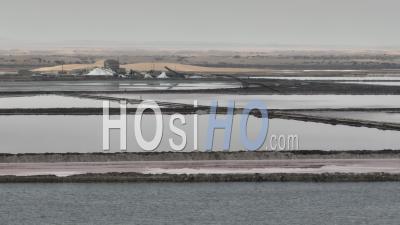 Salt Marshes And Factory By A Cloudy Day, Walvis Bay, Namibia - Video Drone Footage