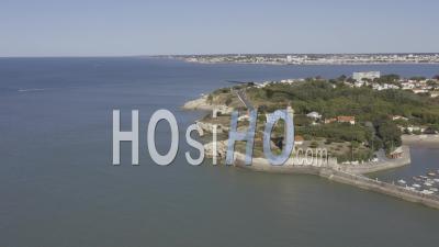 Drone View Of Saint-Georges-De-Didonne, The Phare De Vallieres, The Pointe De Vallieres, In The Background Royan