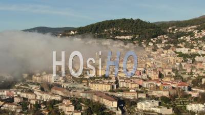 Aerial Footage Of Grasse, Village Of Provence, At Spring, Filmed By Drone
