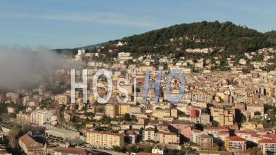 Aerial Footage Of Grasse, Village Of Provence, At Spring, Filmed By Drone
