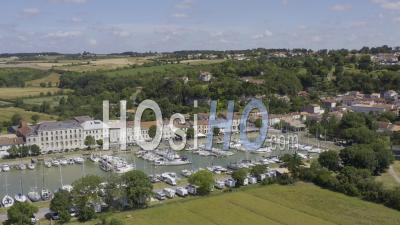 Drone View Of Mortagne Sur Gironde, The Port, The Village