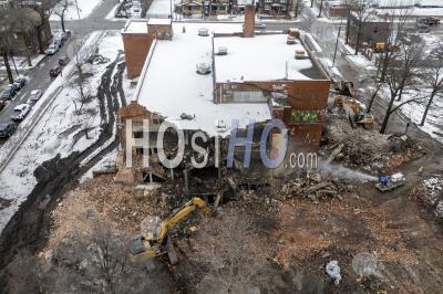Demolition Of School In Detroit - Aerial Photography