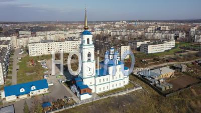 Church Of Peter And Paul. City Of Severouralsk. Russia - Video Drone Footage