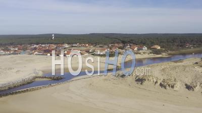 Drone View Of Contis-Plage, The Beach, The Dunes, The Courant De Contis, The Village, The Lighthouse