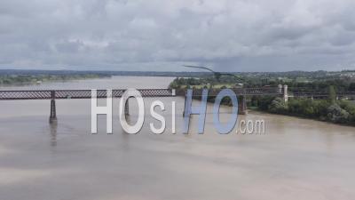 Drone View Of The Pont Ferroviaire De Cubzac