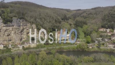 Flyover Vezac, The Cliffs And The Chateau De La Malartrie - Video Drone Footage