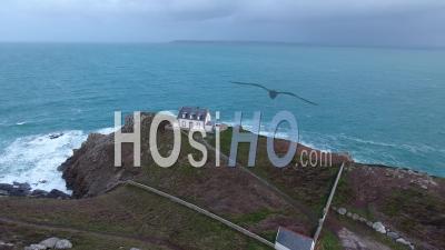 Sunrise Over Le Millier Lighthouse - Video Drone Footage