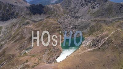 Lake Oule And Rocky Glacier In The Clarée Valley, Hautesalpes, France - Video Drone Footage