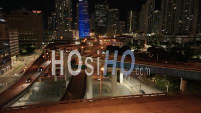 Downtown Brickell, Miami, At Night - Video Drone Footage