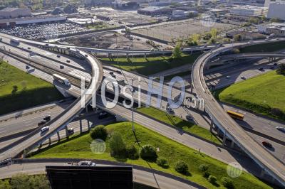 Freeway Interchange In Detroit - Aerial Photography