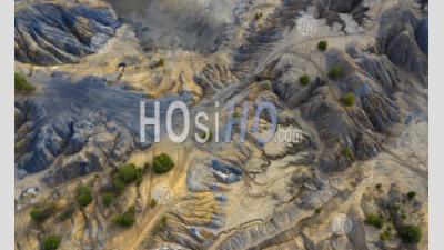 Aerial View Of Dunes Of Sand And Clay In An Abandoned Quarry. - Aerial Photography