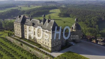 Drone View Of Hautefort And The Castle
