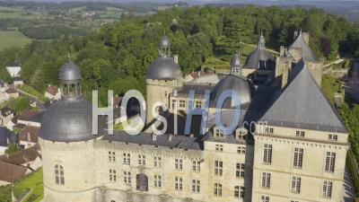 Drone View Of Hautefort And The Castle