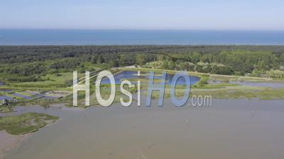 Drone View Of L'aiguillon-La-Presqu'ile, Oyster Farms, The Ocean