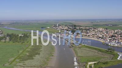 Drone View Of L'aiguillon-La-Presqu'ile, Le Lay, The Village, Swimming Body Of Water