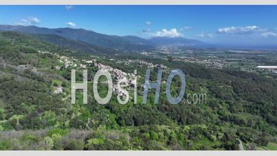 Sorbo Ocagnano, And Venzolasca Perched Village, Corsica Island, France - Video Drone Footage
