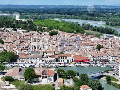 Beaucaire City On Rhone River, France - Aerial Photography