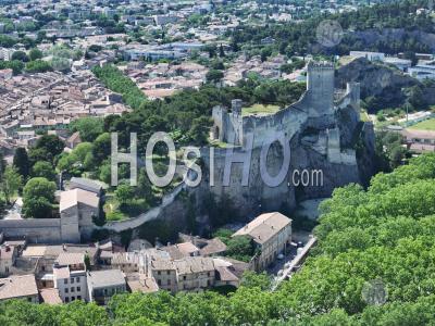Beaucaire Fortified Medieval Castle, France - Aerial Photography