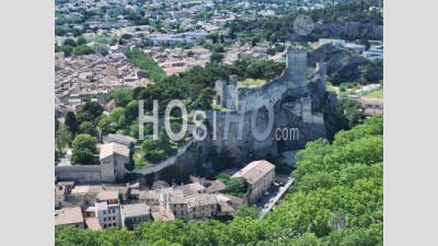Beaucaire Fortified Medieval Castle, France - Aerial Photography
