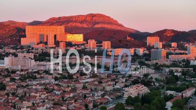 Rouviere And Le Redon District At Sunset, Marseille, France - Video Drone Footage