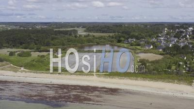 Flyover La Trinite-Sur-Mer, The Marais Salants De Kervillen - Video Drone Footage