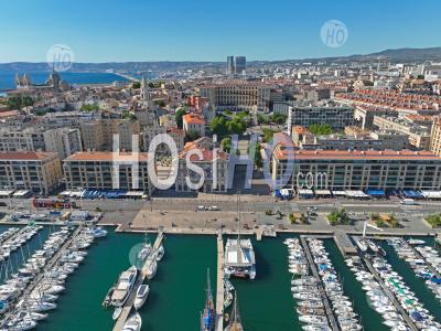 Main City Hall And Vieux-Port In Summer, Marseille, Bouches-Du-Rhone, France - Aerial Photography