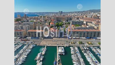 Main City Hall And Vieux-Port In Summer, Marseille, Bouches-Du-Rhone, France - Aerial Photography