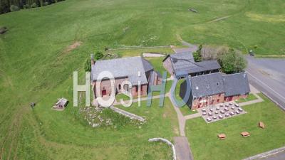 Chapel And Sanctuary Of Vassivieres In Auvergne, France, Viewed From Drone