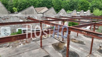 Industrial Wasteland Of An Old Factory - Video Drone Footage