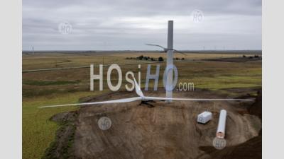 Wind Turbine Under Construction - Aerial Photography