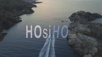 Motorboat At Cap De Creus, Followed By Drone