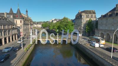The Gothic Cathedral Of Saint-Corentin In Quimper. - Video Drone Footage