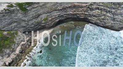 Seashore And Cliffs Nearby Pura Uluwatu Temple, Bali, Indonesia - Video Drone Footage