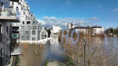 Flood In Rennes City, Brittany, France - Video Drone Footage